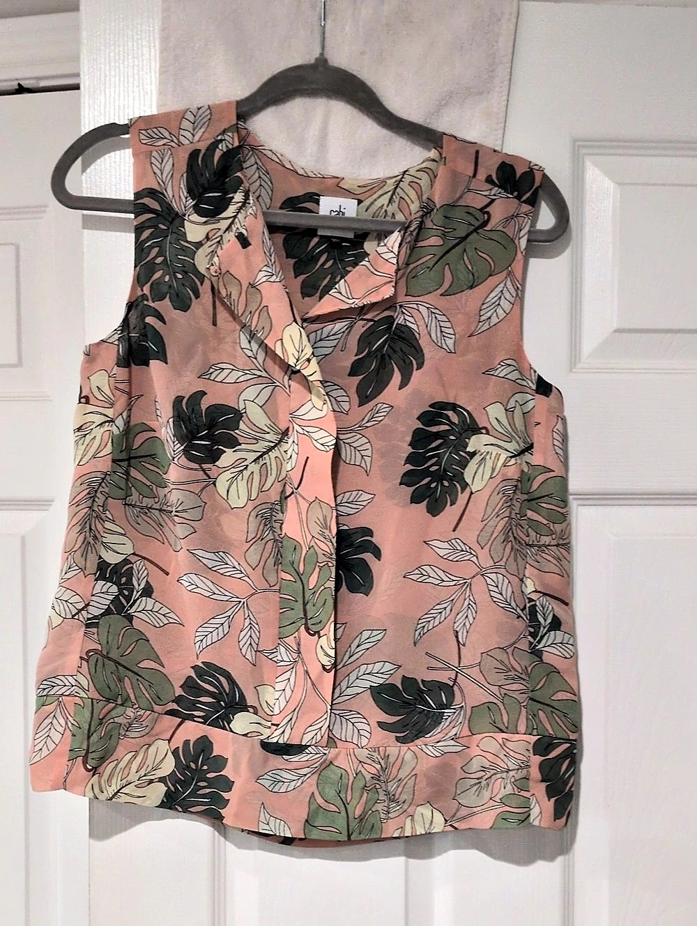 cabi Tropical Blouse Floral Sleeveless Pink & Green Small